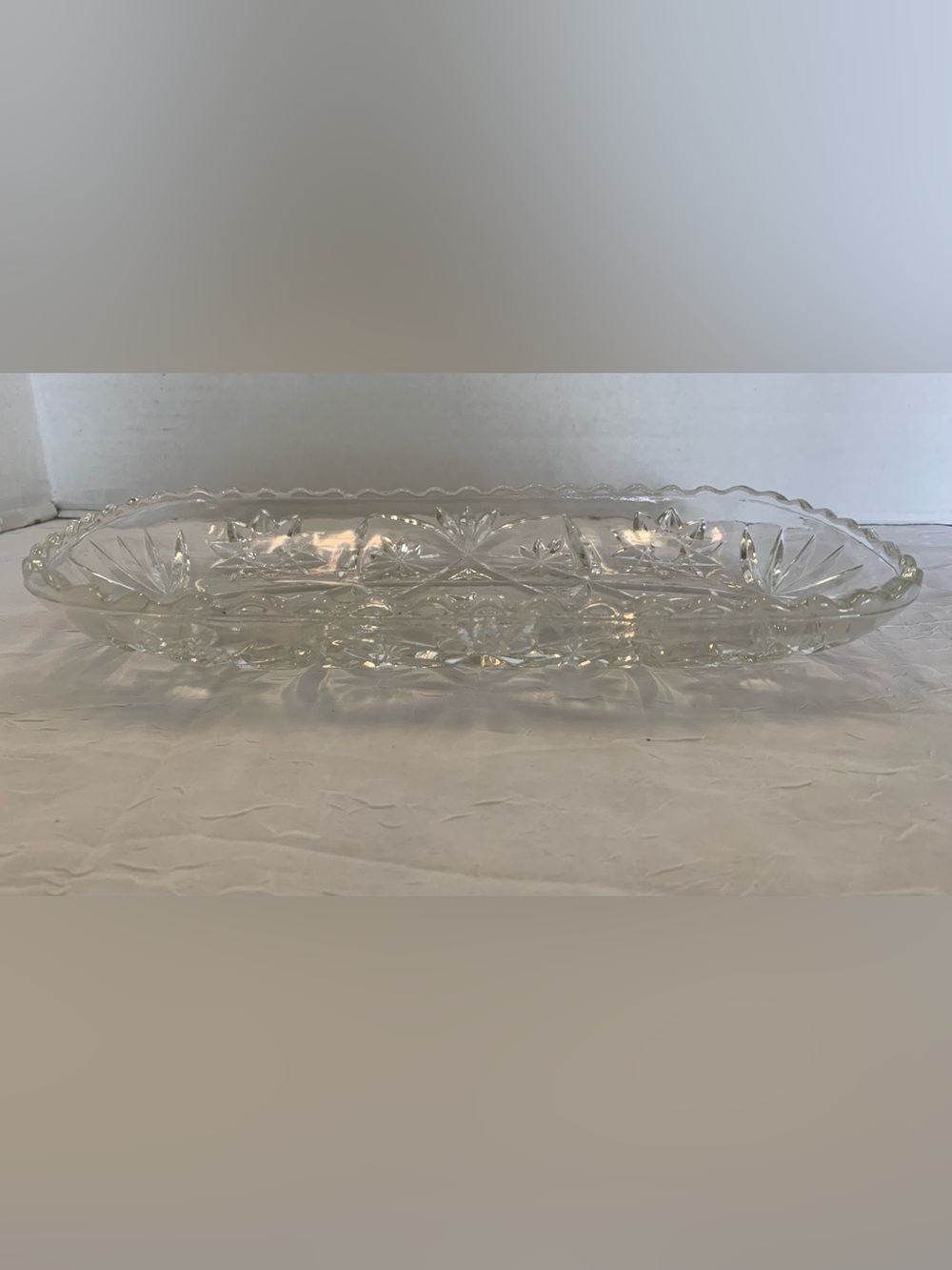 Vintage Anchor Hocking Glass Star Of David Relish Trinket Dish 6.5" x 12" EUC